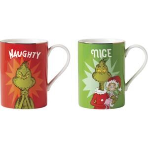Lenox 897086 Merry Grinchmas Naughty & Nice Mugs 14 Oz Grinch NWT